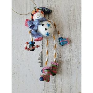Snowman glitter present AS IS candy cane bow star ornament Xmas